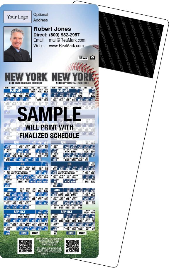 Real Estate Baseball Schedules, Magnetic Sports Calendars for Realtors